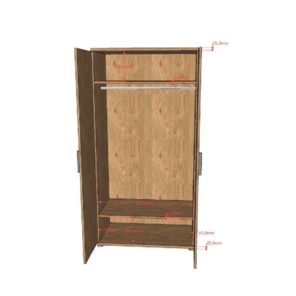 Jugendzimmer Kleiderschrank Innenansicht mit Kleiderstange und Ablagefächern – Choice
