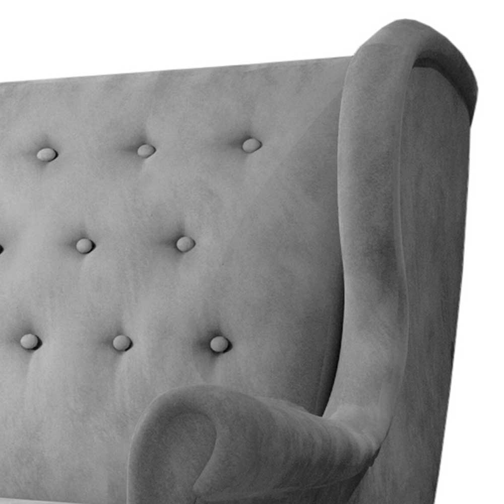 Ohrensofa in Hellgrau Samtbezug - Renero