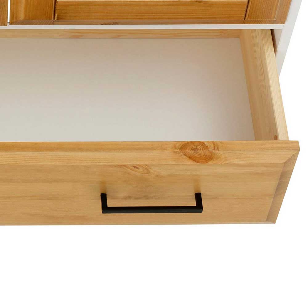 Zweifarbige Holz Vitrine mit 2 Türen & Schublade - Donreda