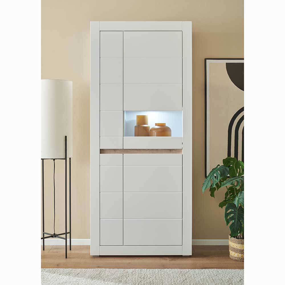 Vitrinenschrank in Weiß - 85x198x35 cm - Ilana