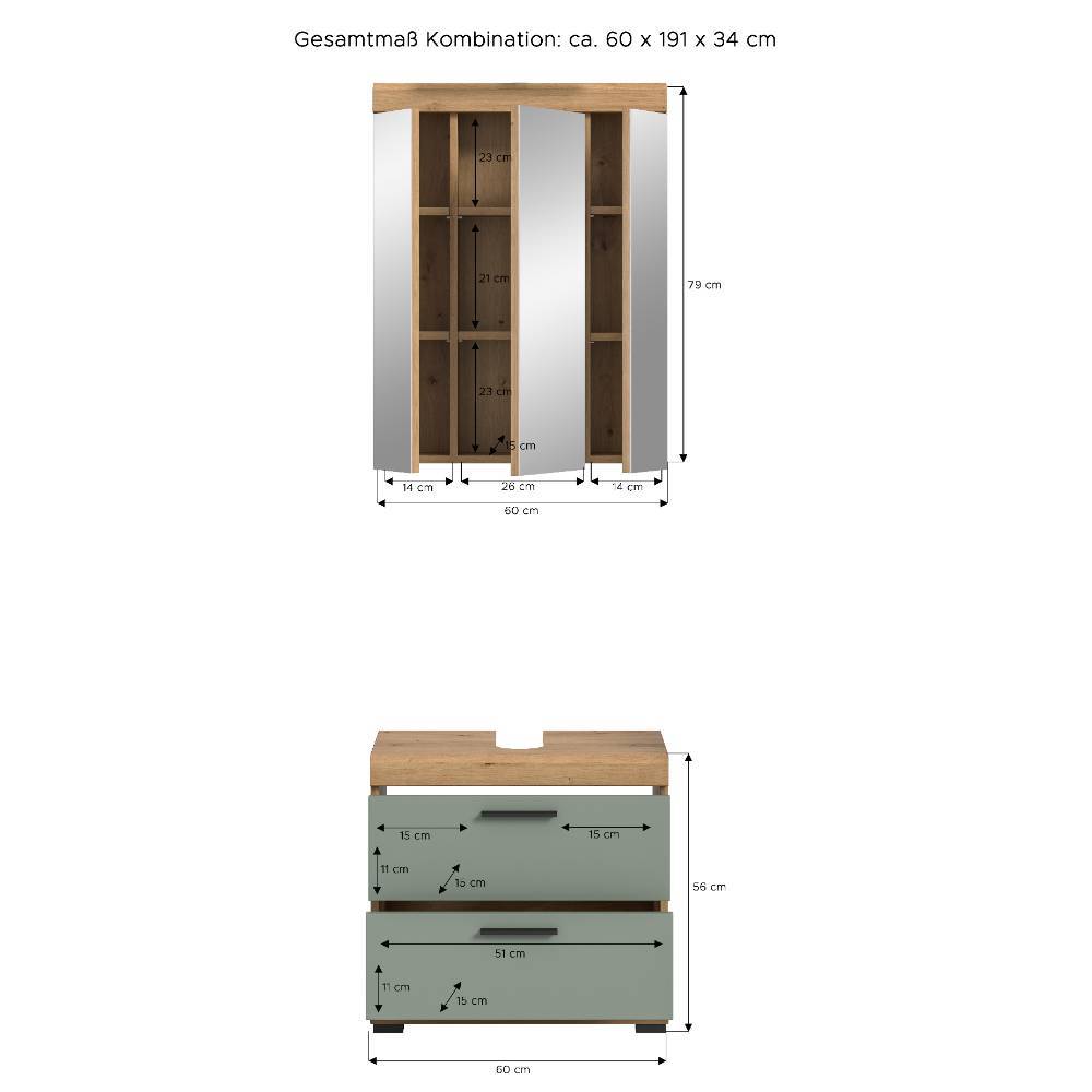 Badezimmer Waschplatz Set - Tamdato (zweiteilig)