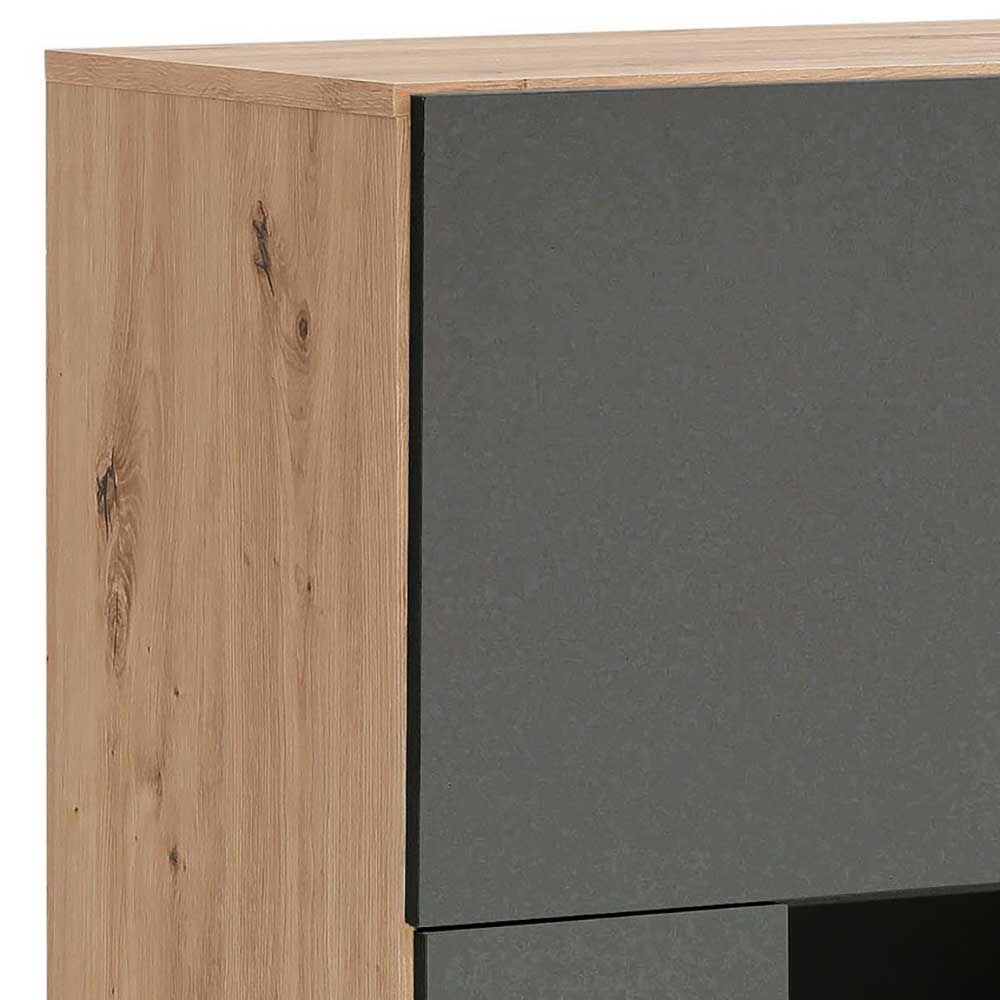 Wohnzimmerschrank in Anthrazit und Eiche - Sanctos