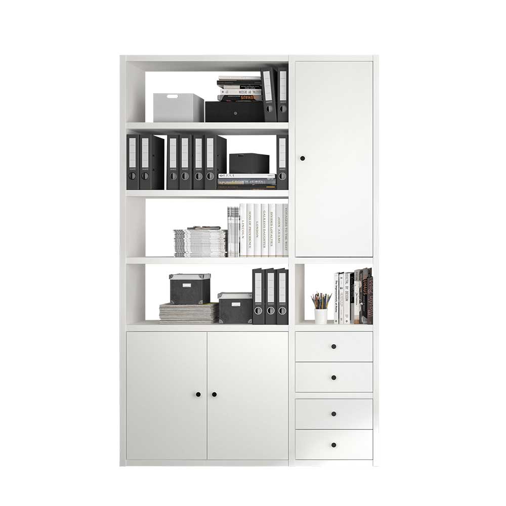 Officeschrank in Weiß 140x222x34 cm - Glise