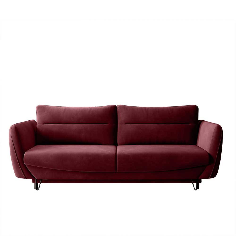 Wohnzimmer Schlafcouch in Bordeaux Samt - Yonella