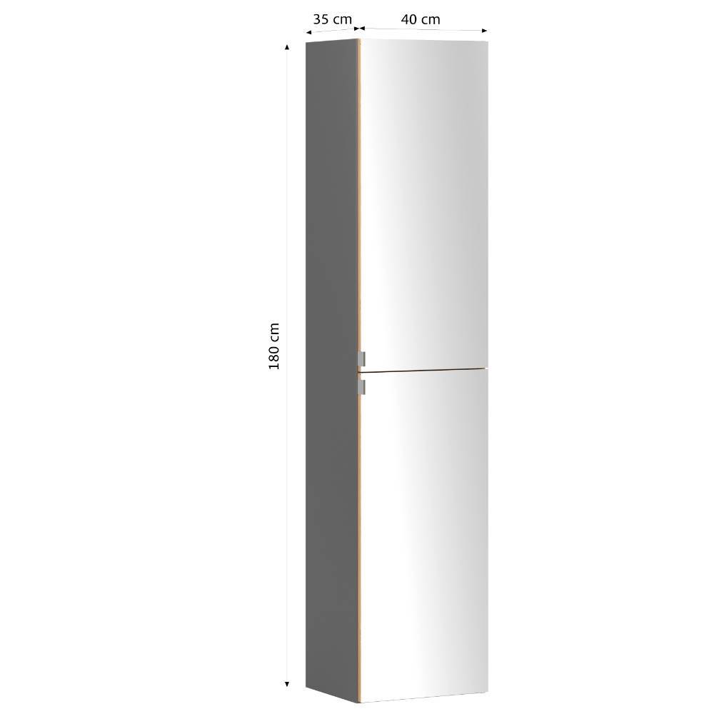 Bad-Hochschrank mit Spiegeltüren in Mattgrau - Reill