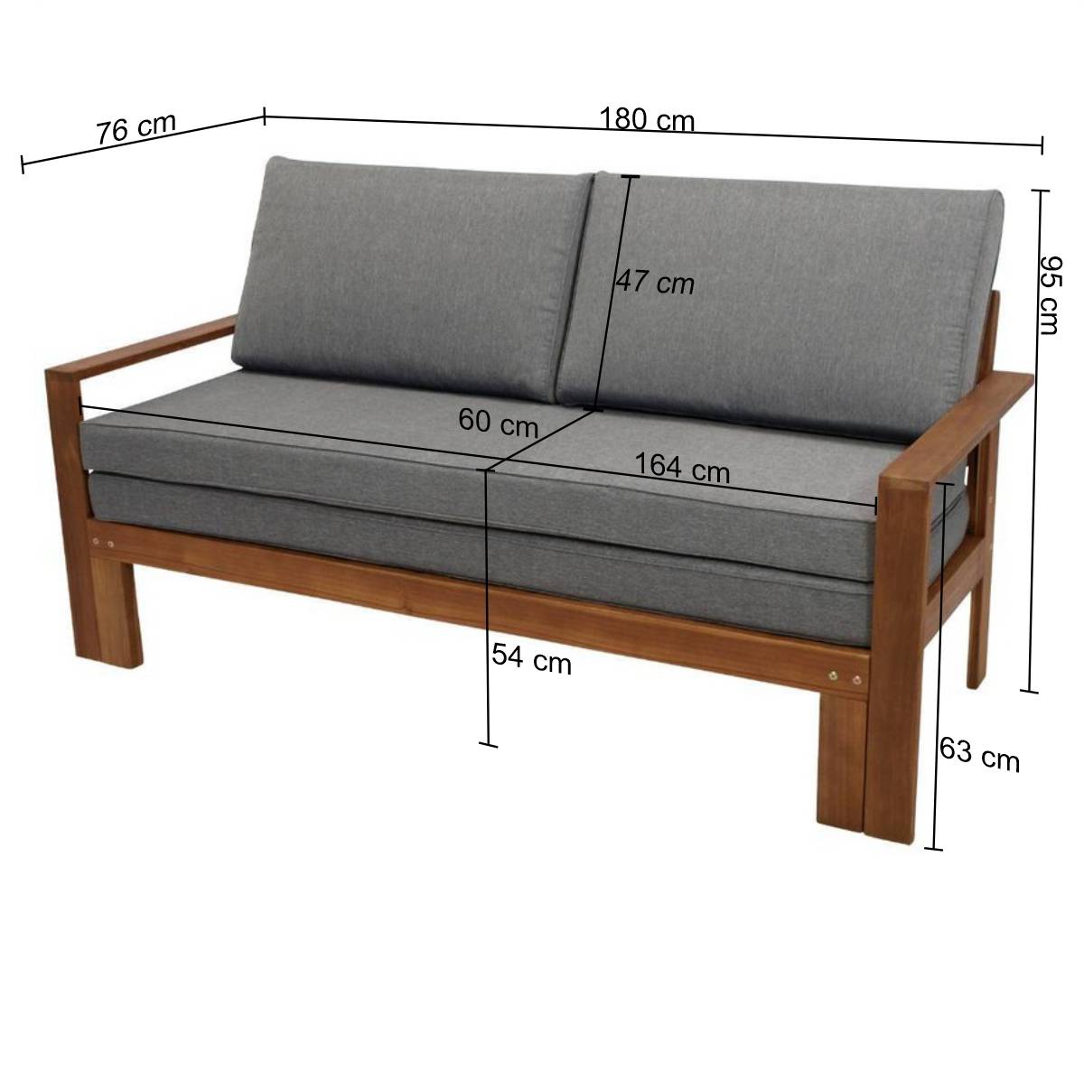 Ausziehbares Gartensofa aus Akazie Massivholz - Senade