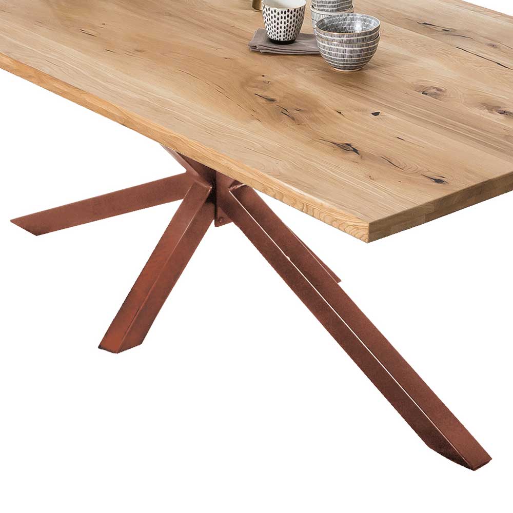 Wildeiche Holztisch mit Eisen Gestell - Cetrona