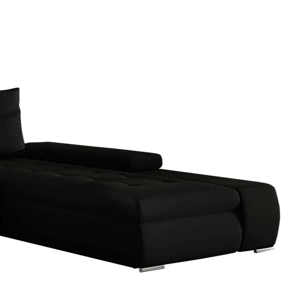 Kunstleder Wohnlandschaft in Schwarz - Rumona