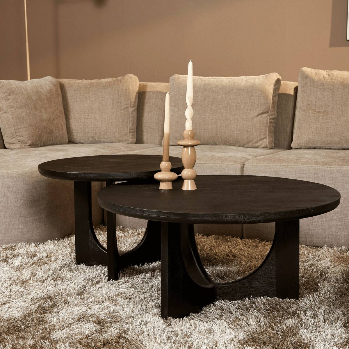 Dunkler Couchtisch als 2er-Set - Santilana