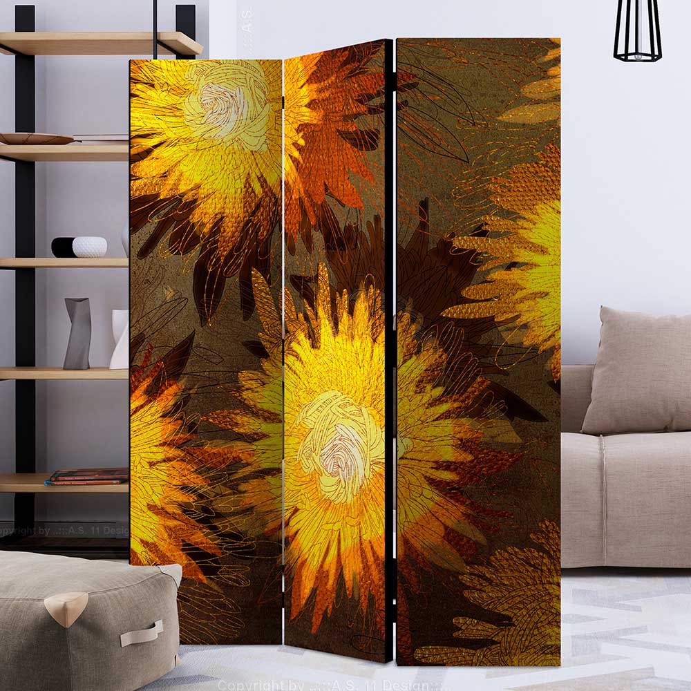 Spanischer Raumteiler mit Sonnenblumen Kunstmotiv - Loazin