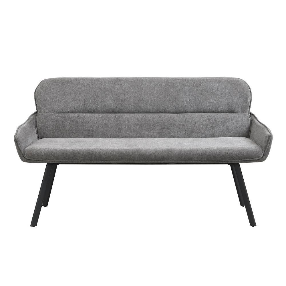 Dunkelgraues Küchensofa mit Stoffbezug und schwarzen Metallfüßen, Vorderansicht – Cary