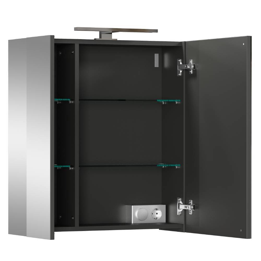 2-türiger Bad-Spiegelschrank in Dunkelgrau - Miclesias