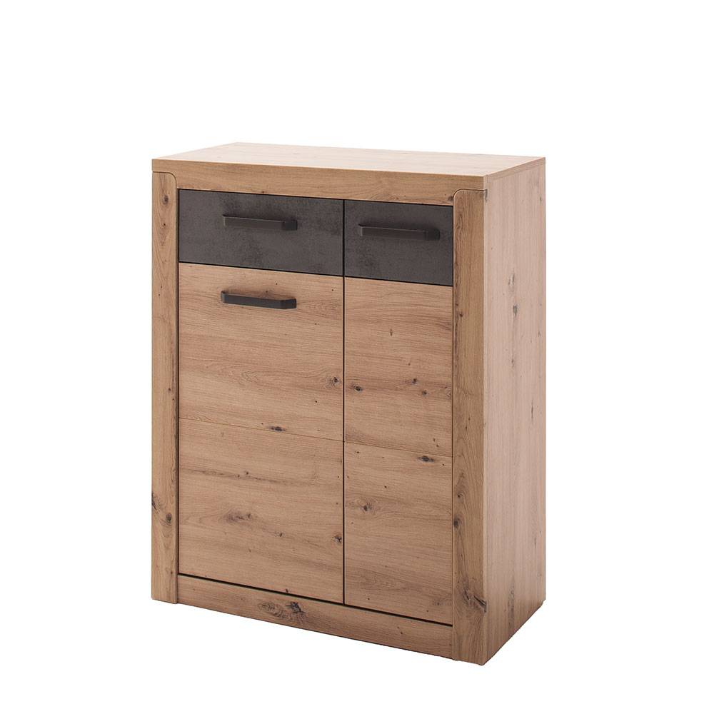 Schuhschrank in Wildeiche mit Dunkelgrau - Carry