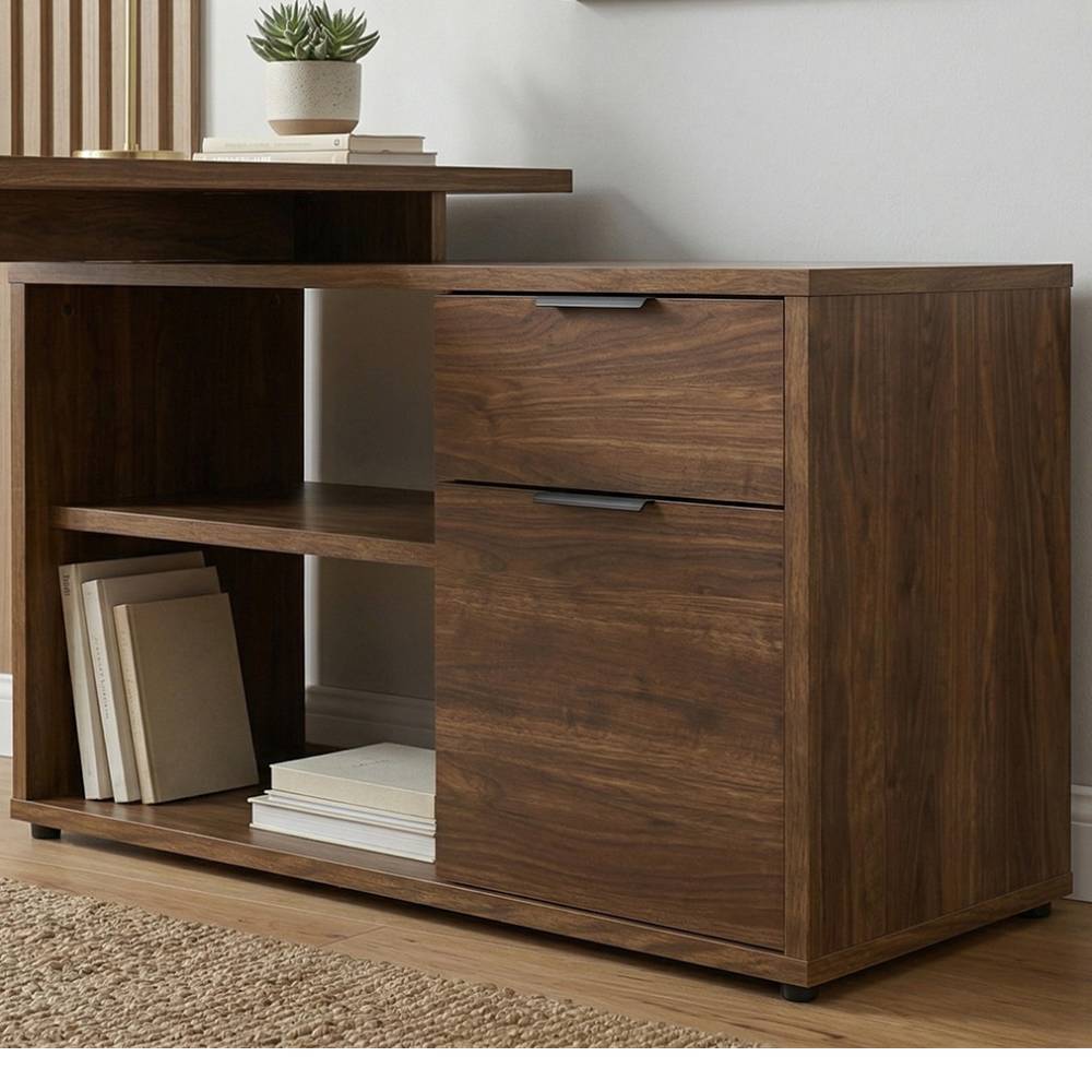 Industrial Schreibtisch mit Seitenregal - Burga
