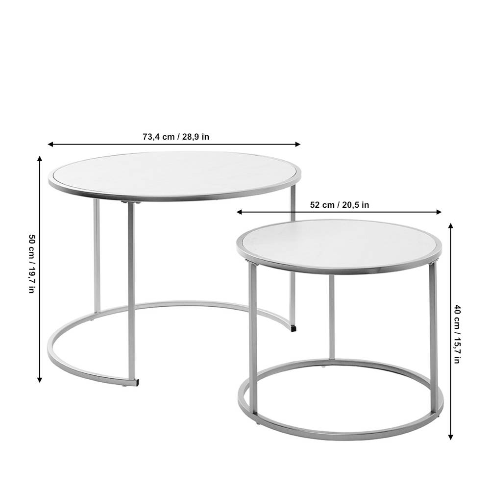 Couchtisch Duo mit Schwarzglasplatten - Ilea (zweiteilig)