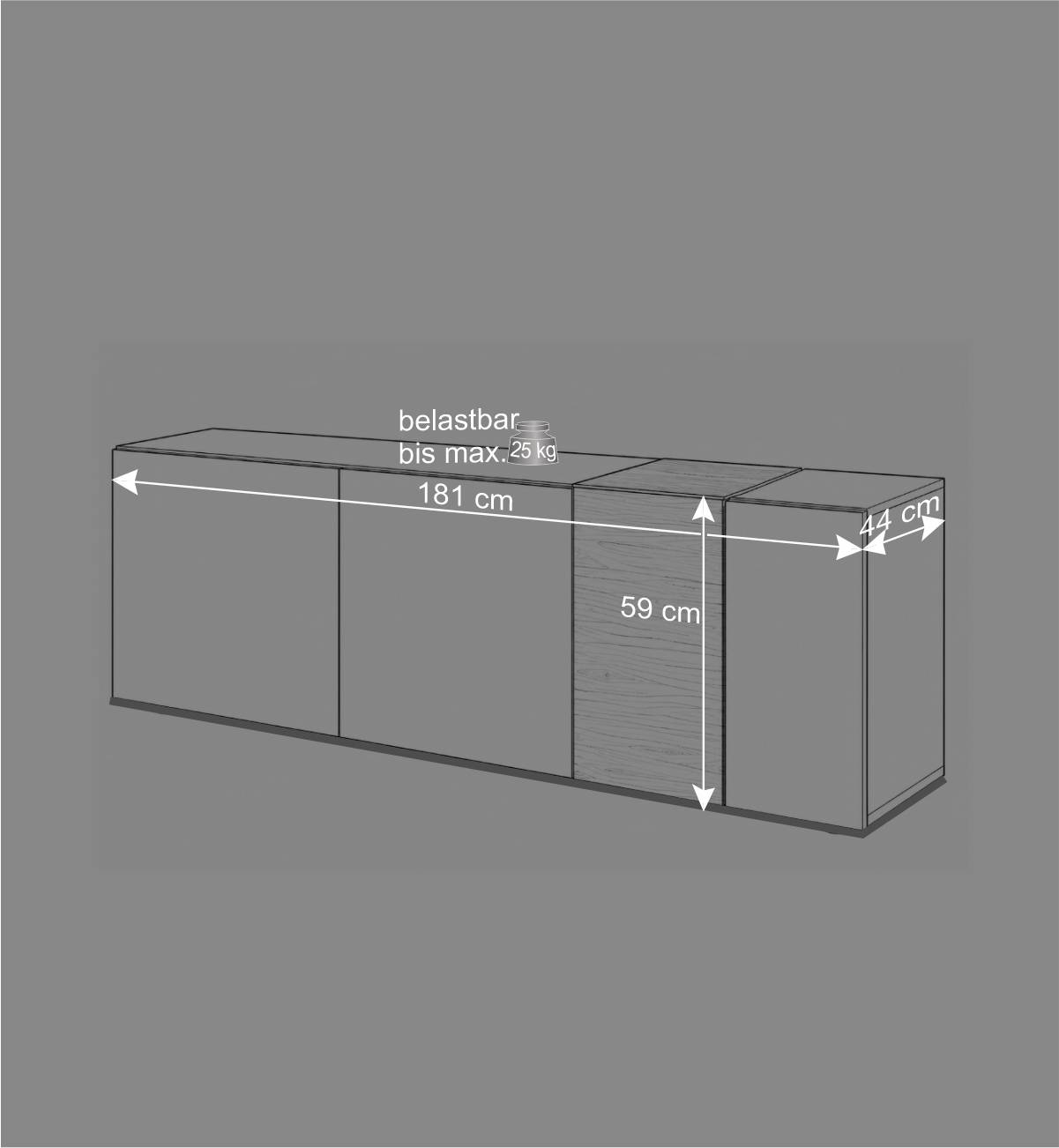 TV-Board in Weiß und Wildeiche Optik - Tabea