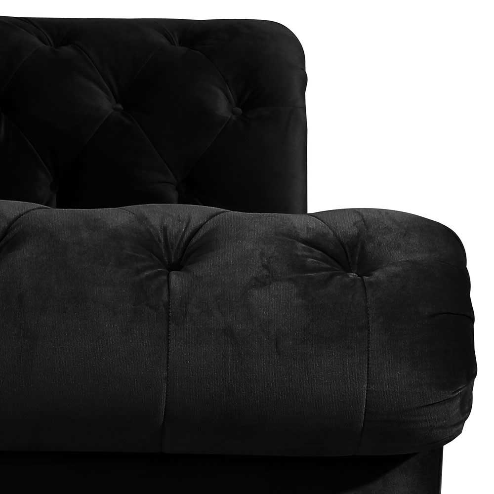 Chesterfield Couch aus Samtvelours Schwarz - Sarabuja