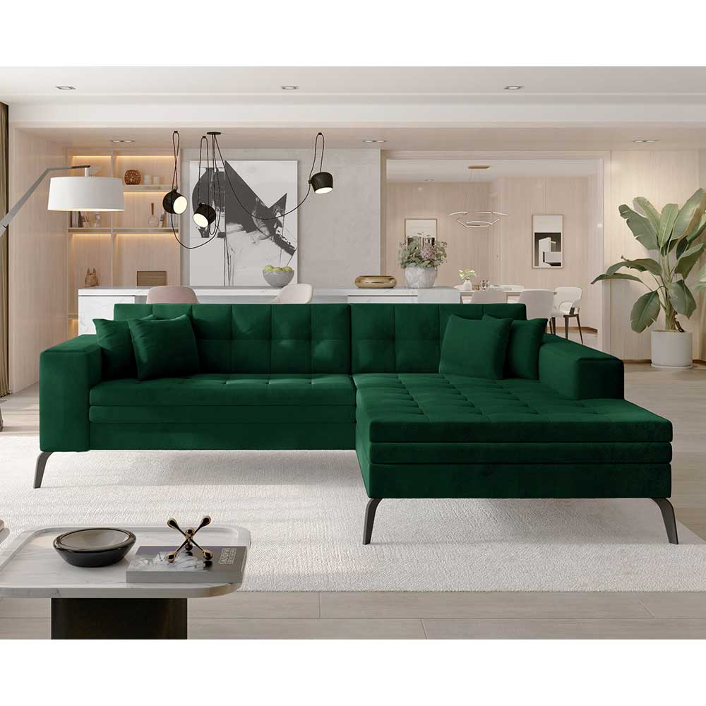 Wohnzimmerecksofa in Grün Samt - Crabe