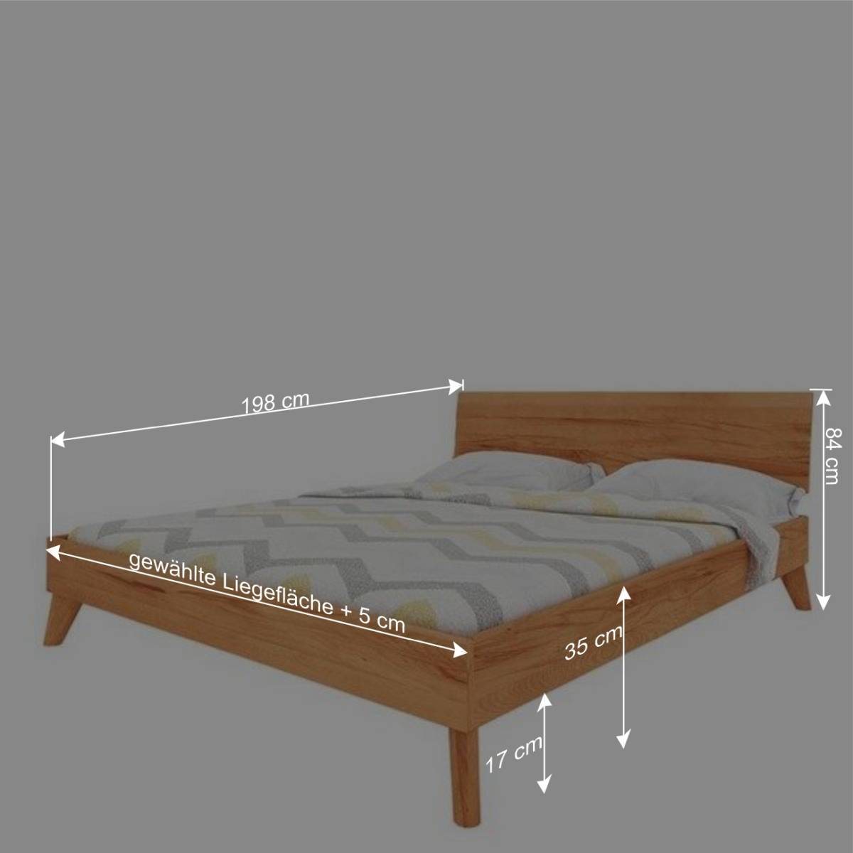 Kernbuche Bett in Unterlänge 190 cm - Junola