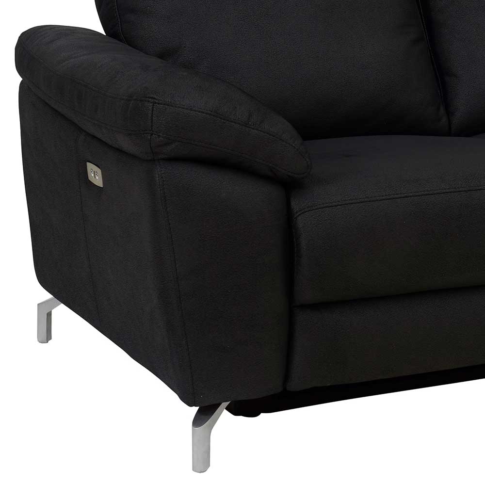 Schwarzes Zweier Sofa mit Relaxfunktion - Salma