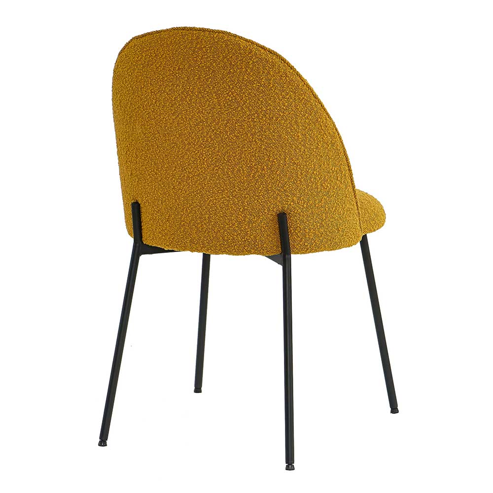 Boucle Polsterstuhl in Senfgelb - Caucaia (2er Set)