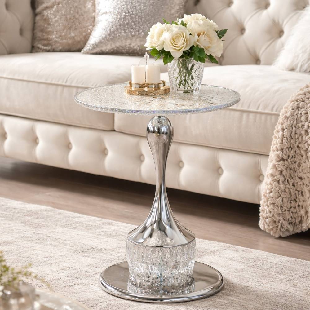Design-Beistelltisch aus Glas und Eisen - Nadiola
