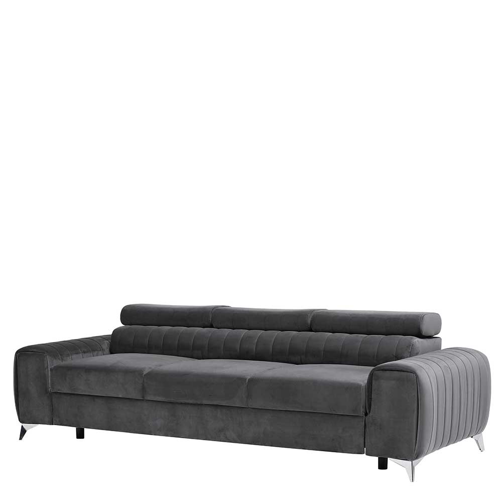 Federkernsofa in Dunkelgrau Velours - Streeter