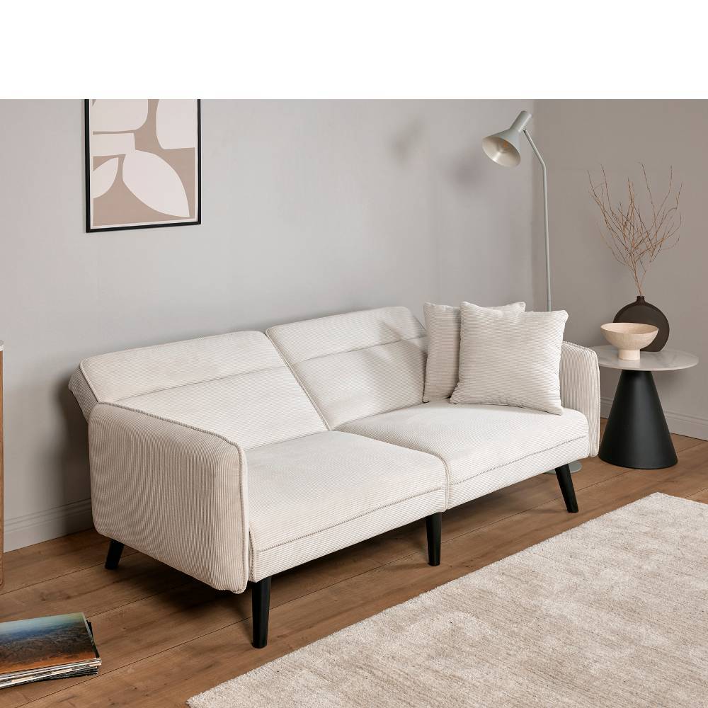 Klappsofa aus Cord Offwhite - Mailak