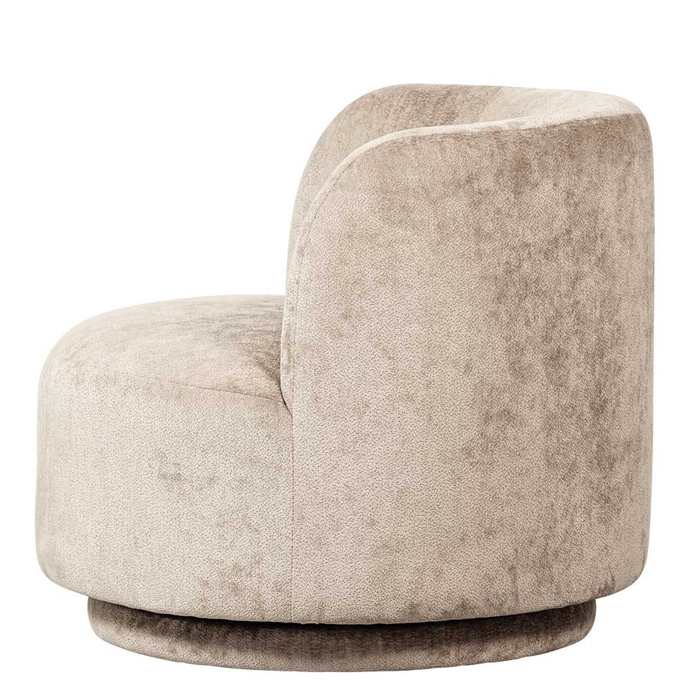 Gerundeter Chenille Wohnzimmersessel in Beige - Paryra