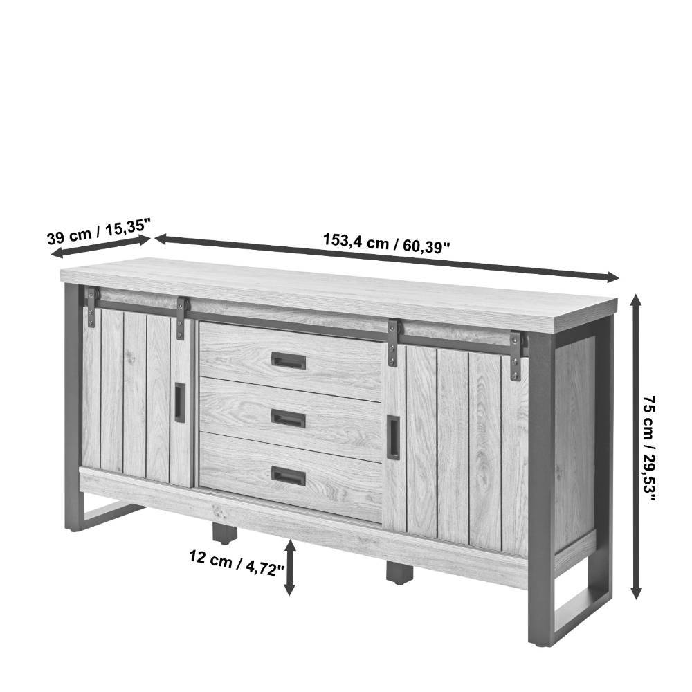 Modern Country Sideboard in Eiche Holzoptik - Jarley