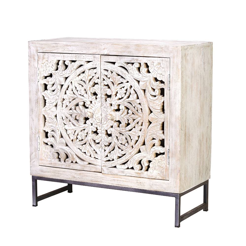 Vintage Türen-Kommode in Holz White Wash - Fudorus