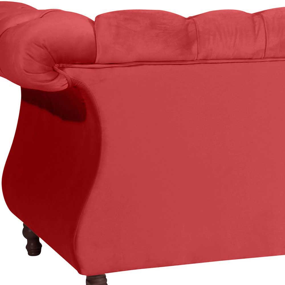 Zweisitzer Couch aus Samtvelours in Rot - Rosanna