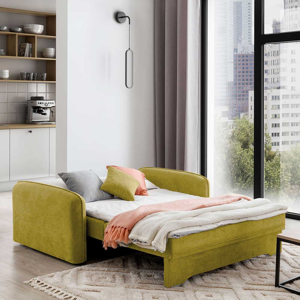 Ausziehsofa in Ocker Velours - Cooba