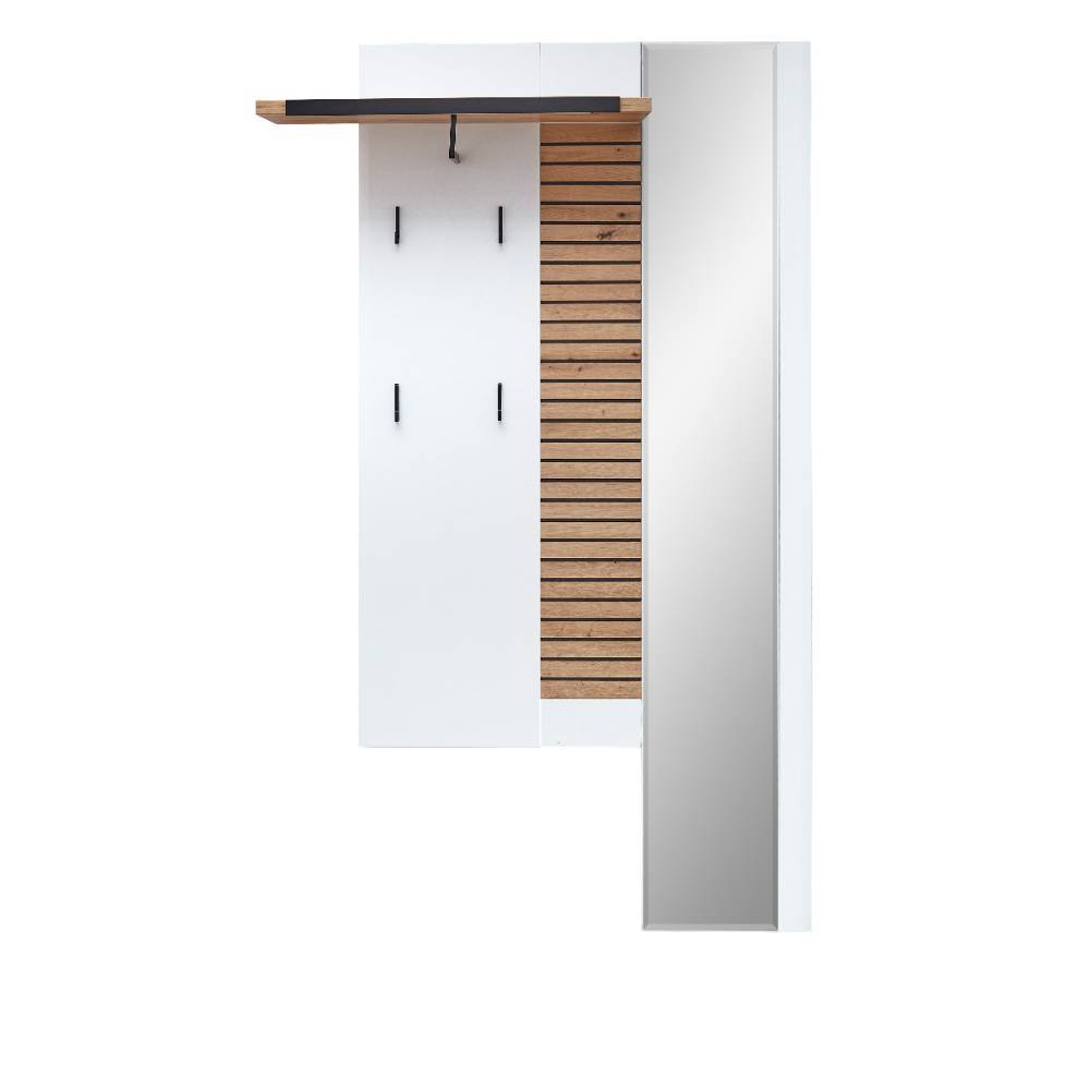 Wandgarderobe mit Spiegel in Weiß - Niam