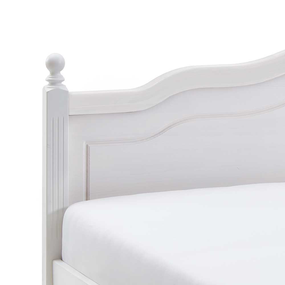Bett mit Stauraum aus Kiefernholz Laburita in Weiß lackiert
