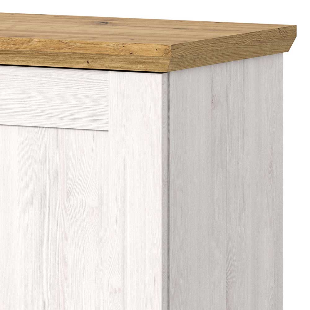 Landhaus Türenkommode in Holzoptik Lärche Weiß - Tocella
