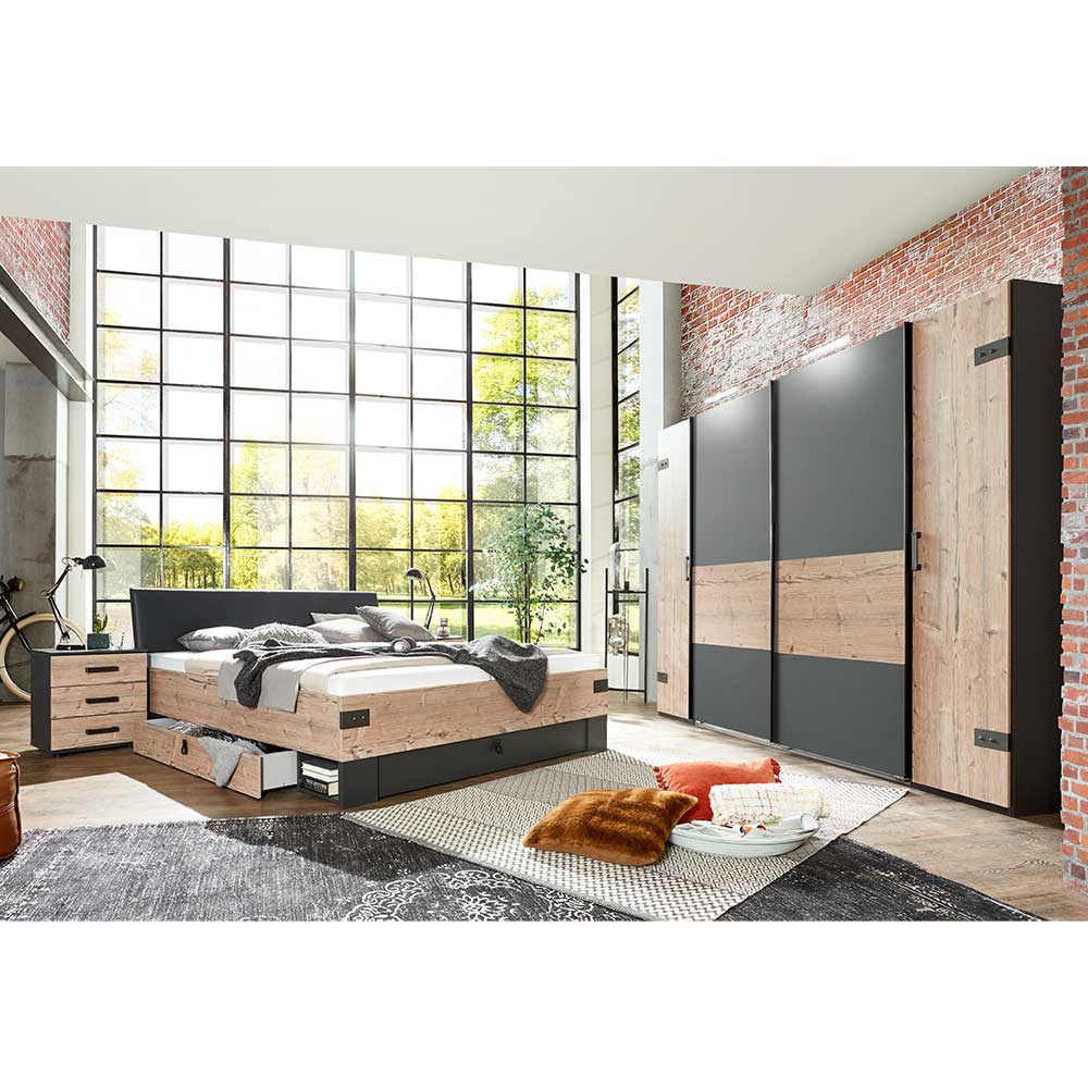 Schlafzimmer Set im Industrial Stil - Ardila (vierteilig)