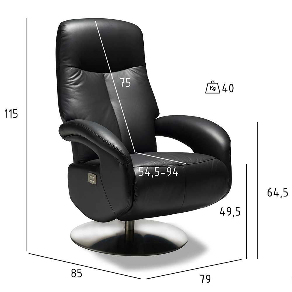 Leder TV Relax-Sessel mit Tellerfuß - Cross