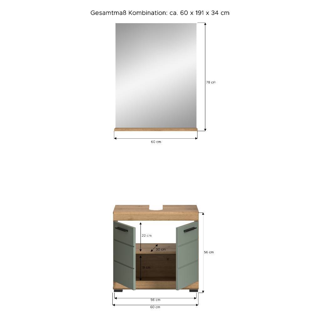 Unterbeckenschrank und Spiegel Set - Tamdato (zweiteilig)