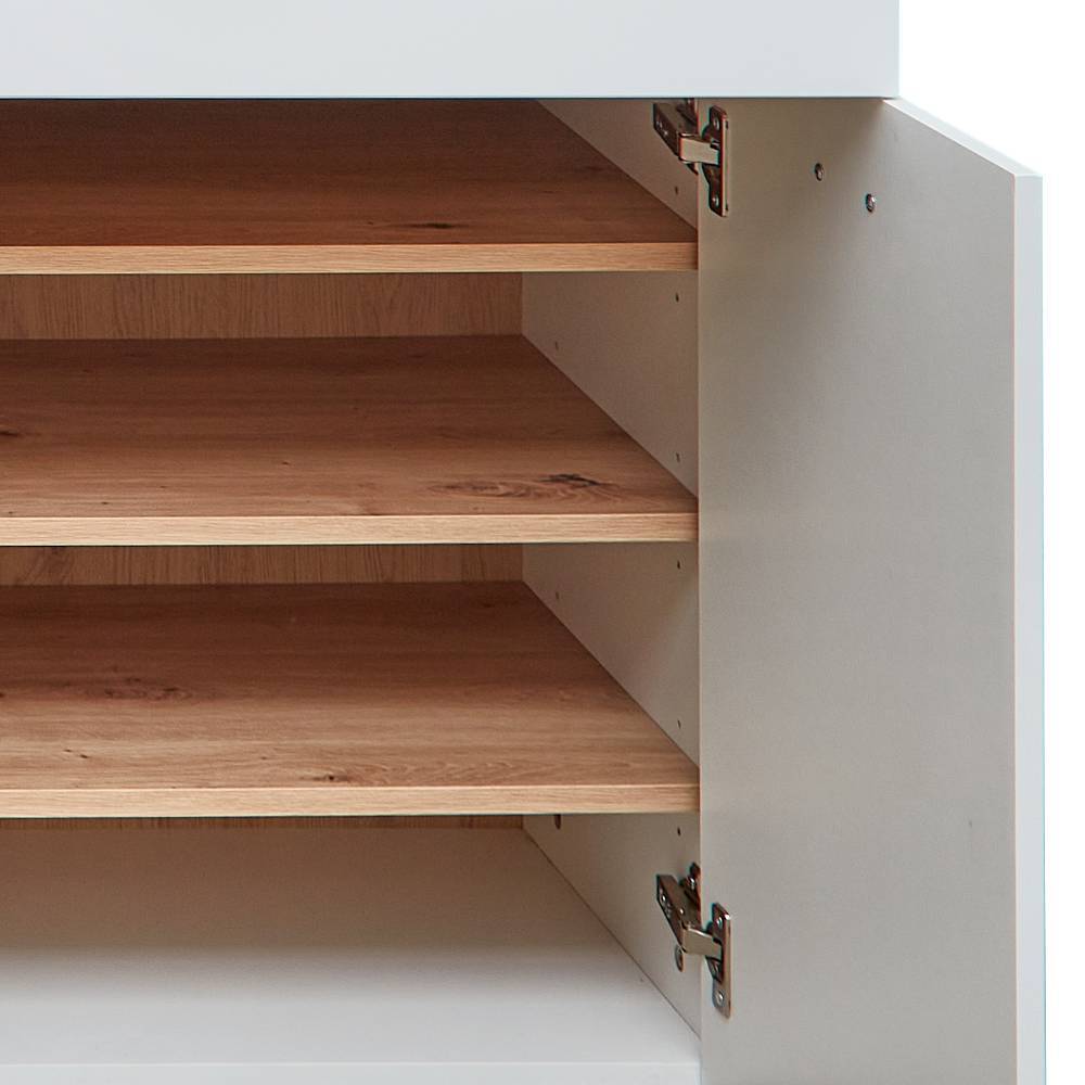 Schuhschrank mit offenem Fach und drei Einlegeböden in Holzoptik für den Flur – Niam