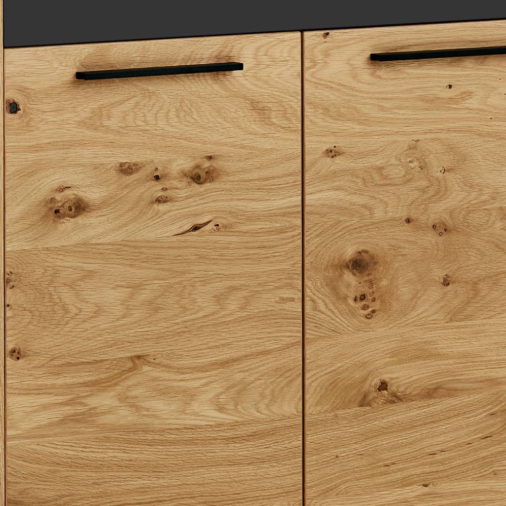 Schuhschrank obere Front mit zwei Türen und Schublade in Wildeiche und Anthrazit – Lavenci