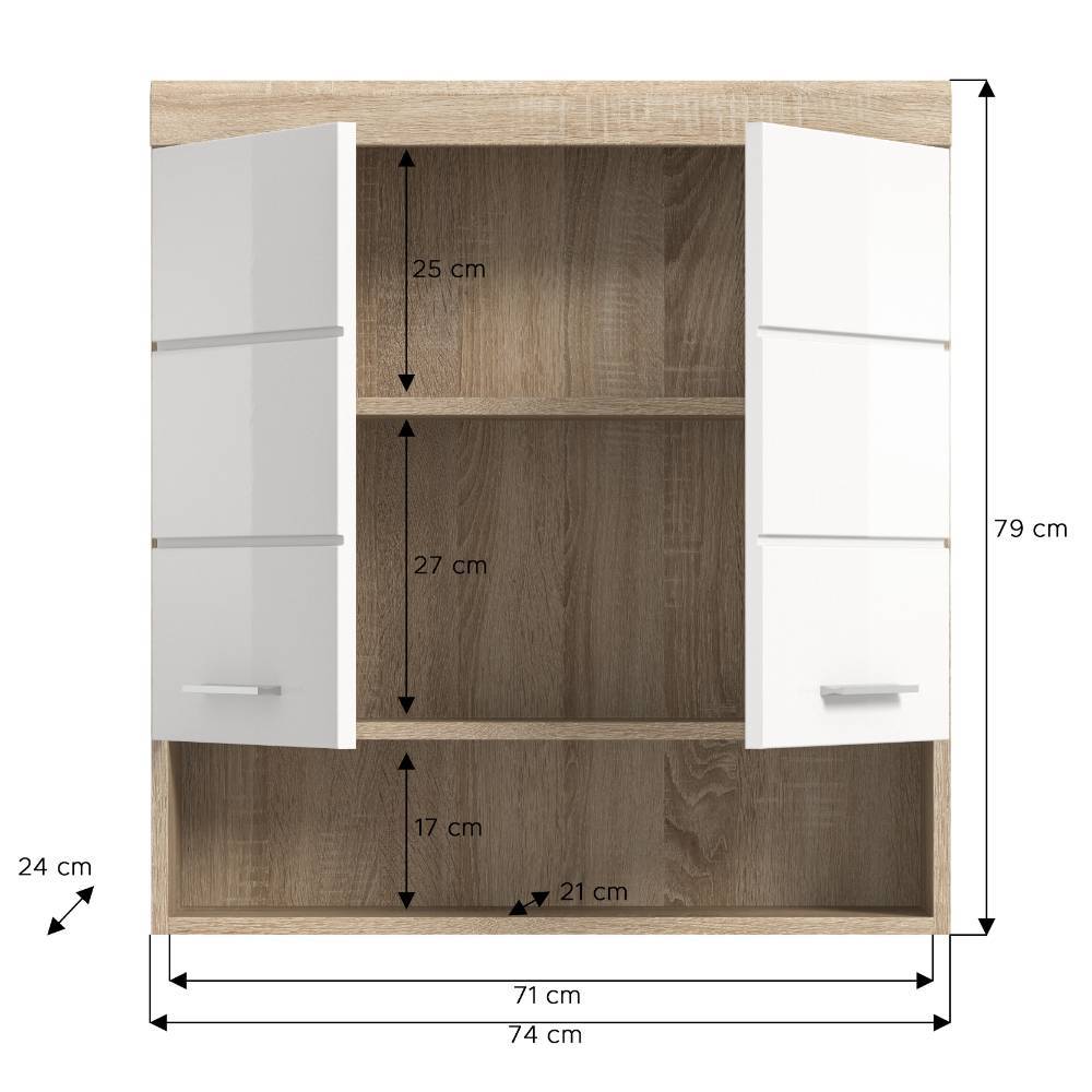 Badezimmer Hängeschrank in Weiß - Calbanyara