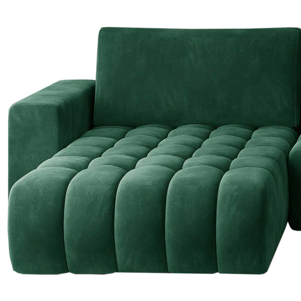 Wohnzimmer Bettcouch in Dunkelgrün - U-Form - Domago