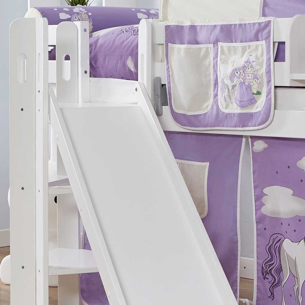 Hohes Kinderbett mit Rutsche schräg - Centauras