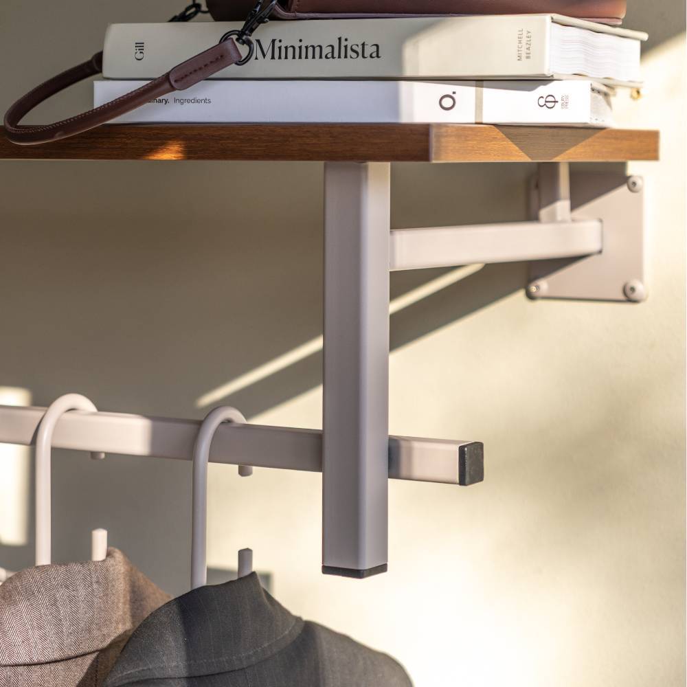 Hängegarderobe in Taupe und Walnuss Optik - Rumion