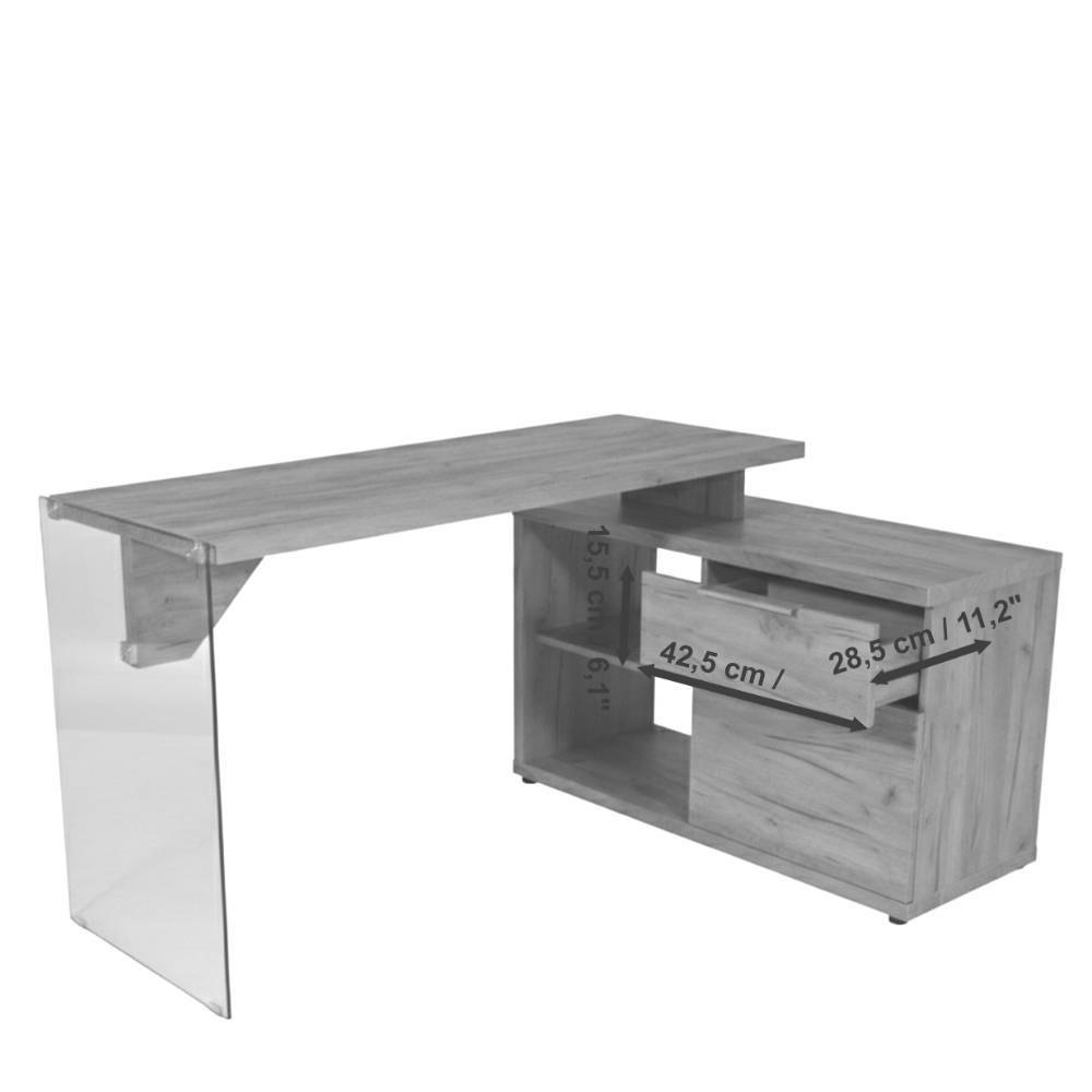 Design-Schreibtisch mit Seitenregal - Saloz