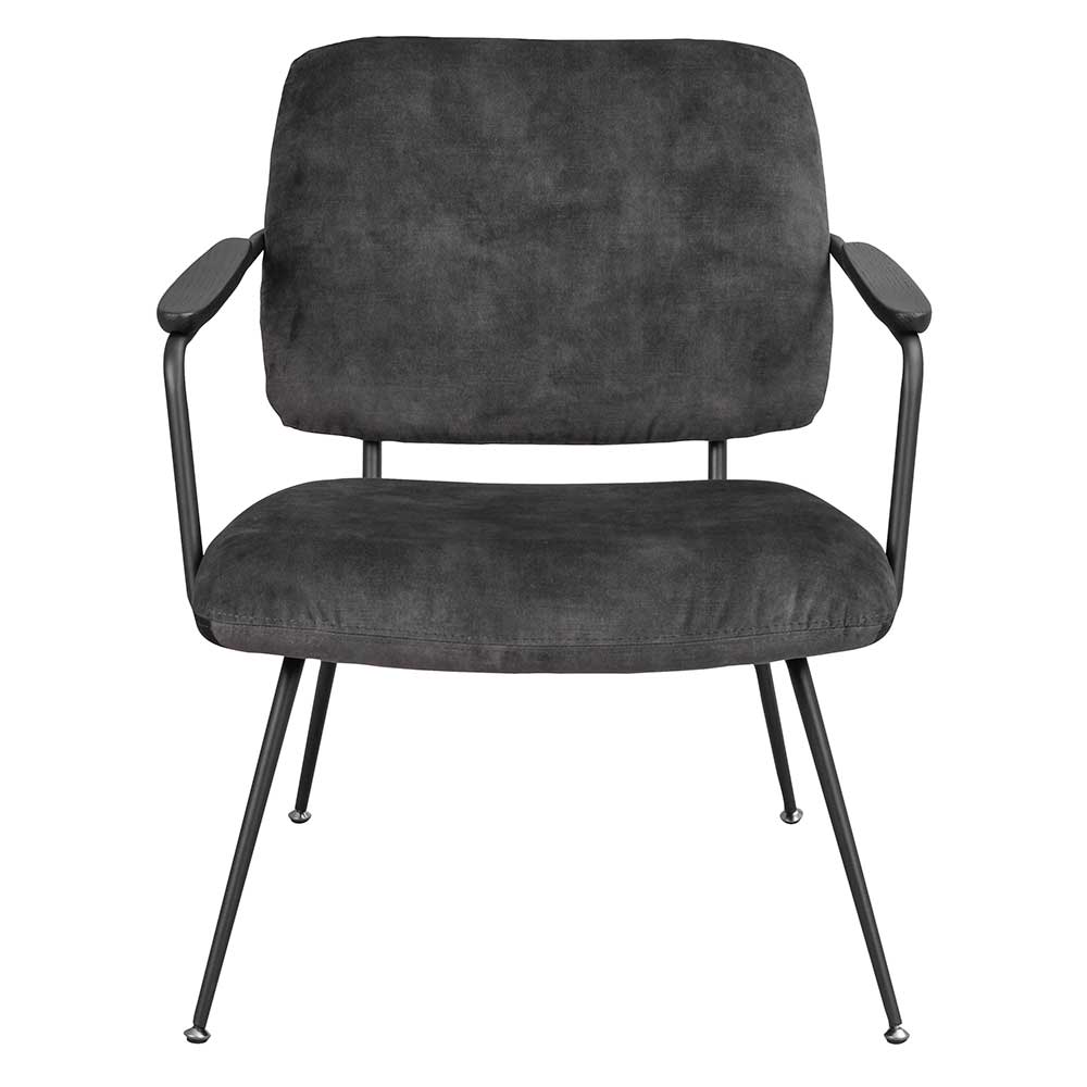 Grauer Stuhl Sessel aus Samt & Metall - Abelynta