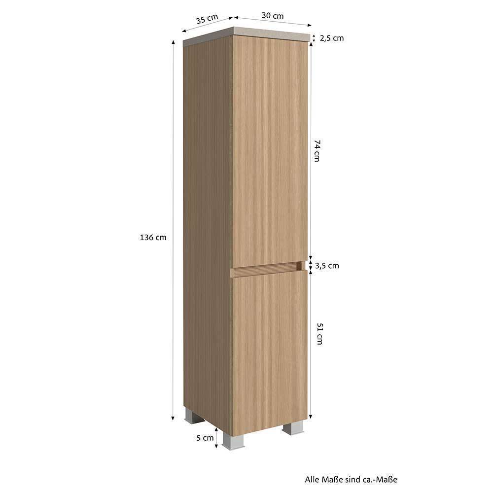 Badmöbel Komplettset - Holzoptik - Vibulam (fünfteilig)
