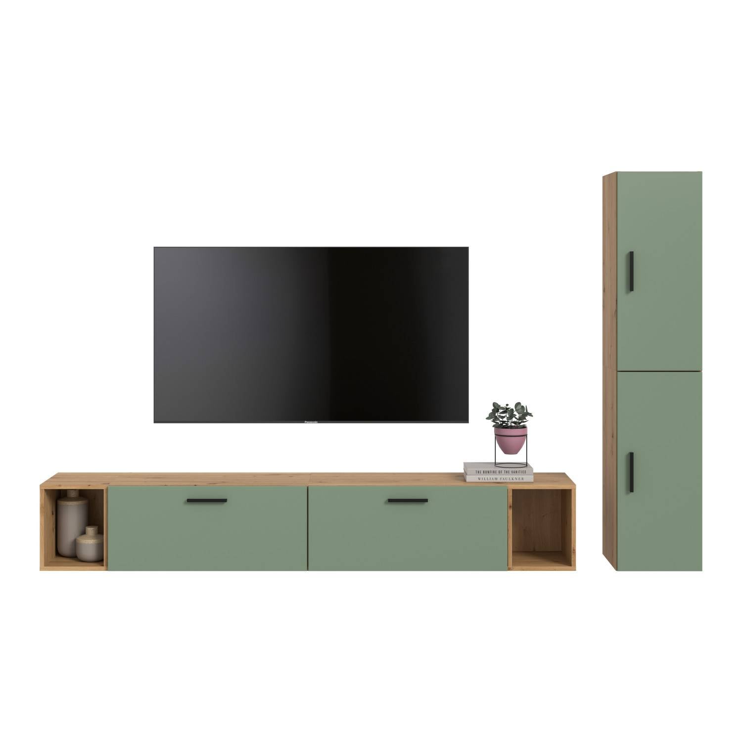 TV Möbel in Eiche Nachbildung - Jonni (zweiteilig)