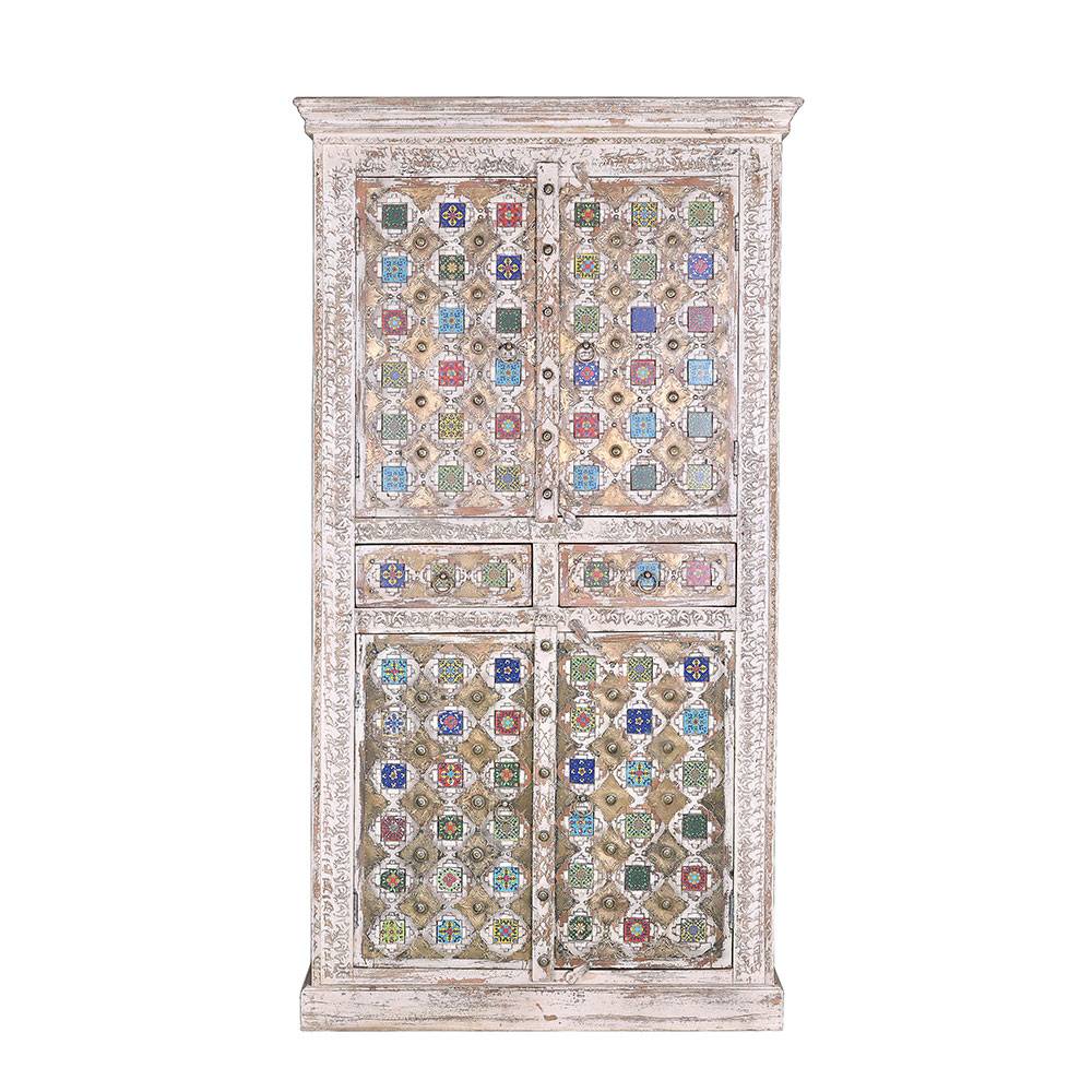 Shabby Chic Wohnzimmerschrank in Antikweiß - Mirell